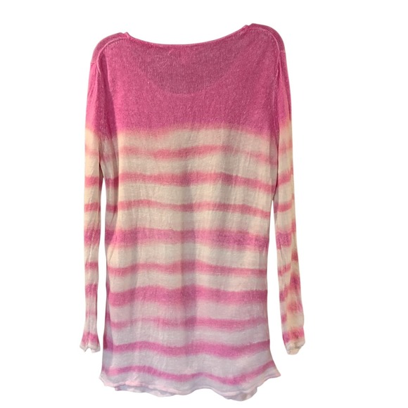 Tommy Bahama Womens Small Petite Pink Stripe Linen Boho Beach Cover Up EUC - Picture 2 of 5